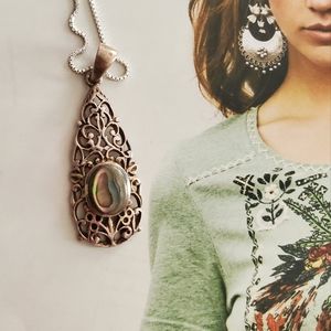 Sterling Silver Filigree Abalone Pendant